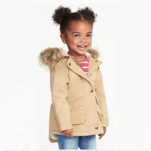 Old navy girls jacket coat with fur hood